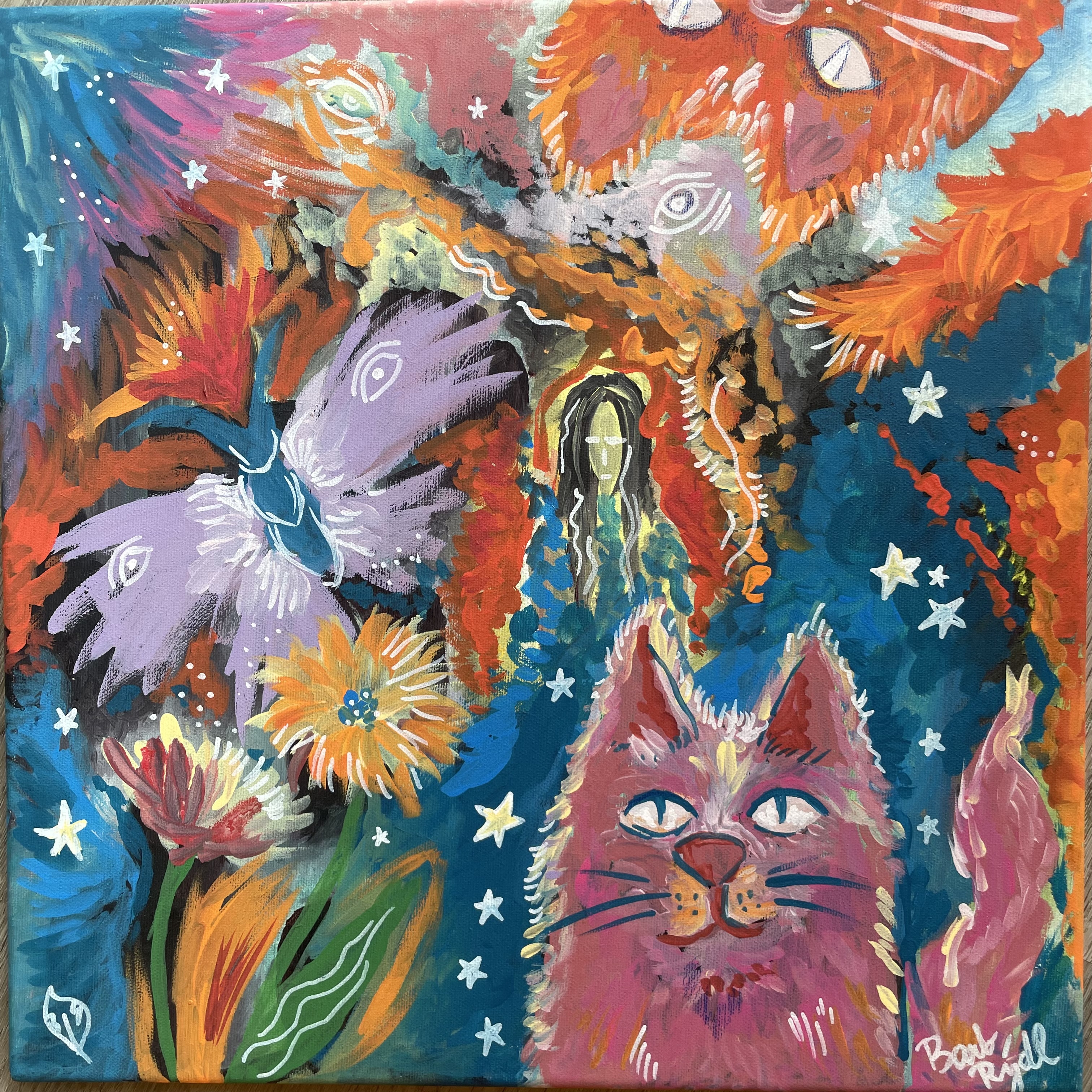 Bláznivé kočky - malba 40x40 cm